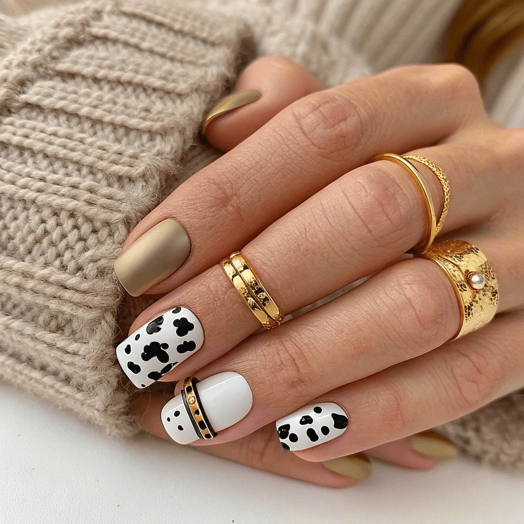 Fall in Love With Cow Print Nails – A Lookbook for 2025  short square cow print nails