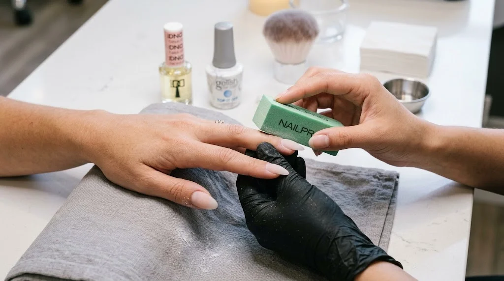 Elegant acrylic nails with a smooth, polished finish and a clean manicure design.