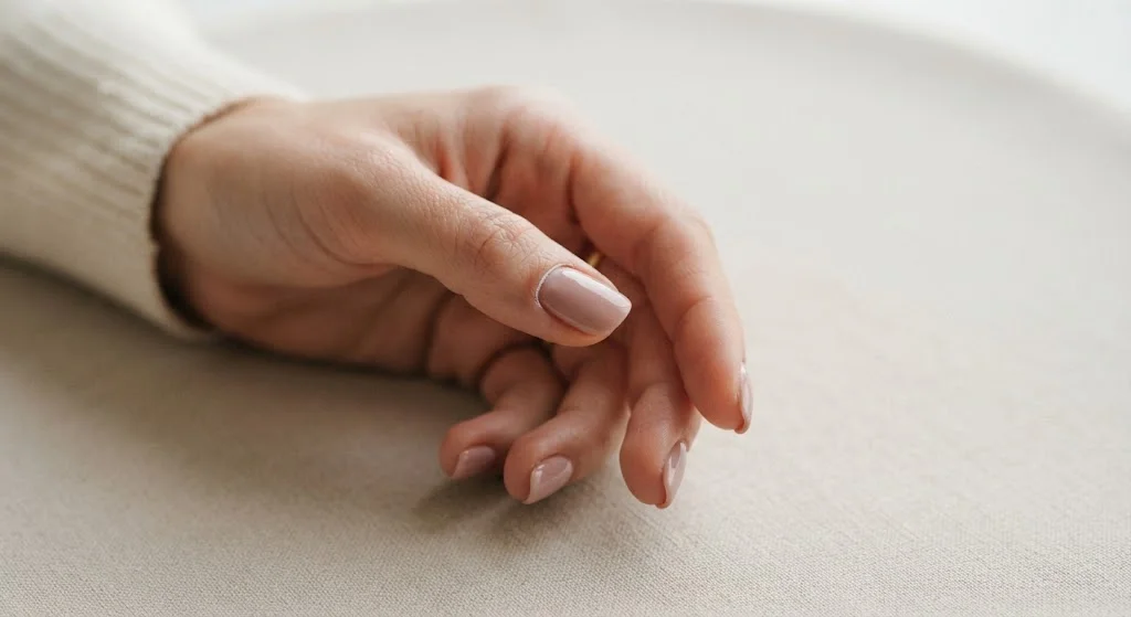 Lifted acrylic nail edge that should not be peeled off
