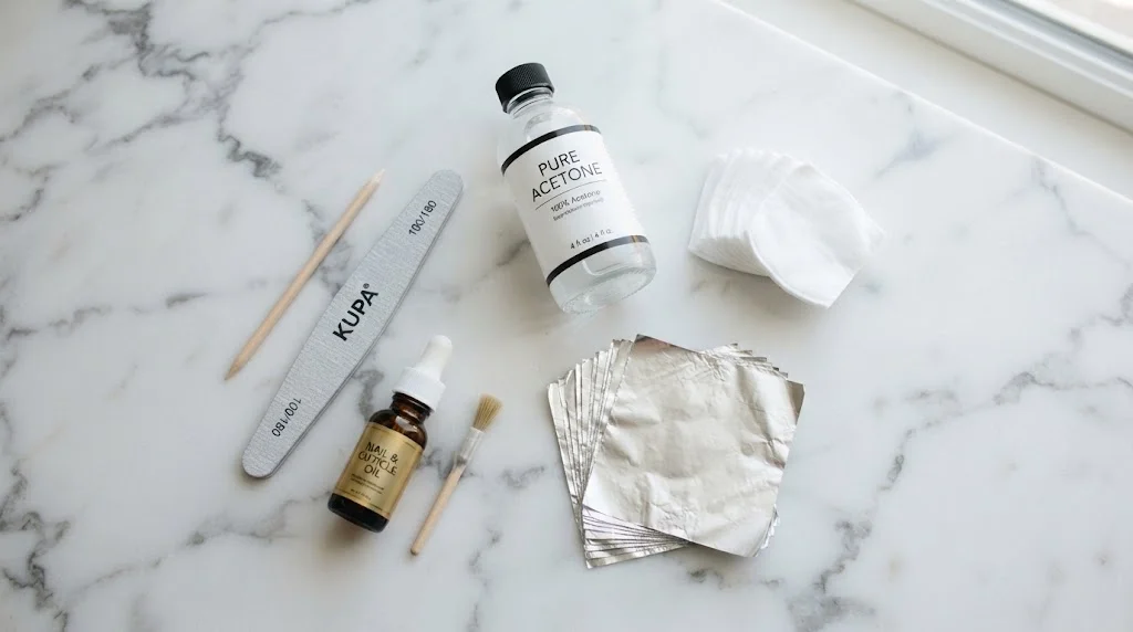 Supplies needed to remove acrylic nails at home