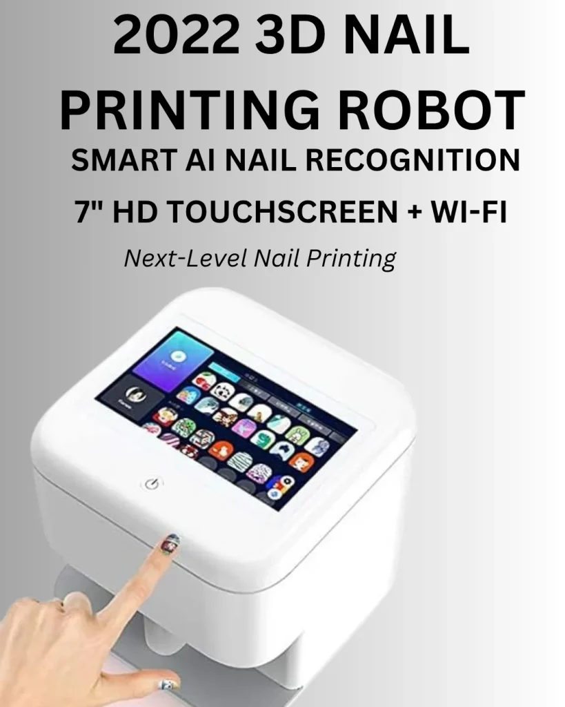 2022 3D nail printing robot with smart AI nail recognition, 7-inch HD touchscreen, and Wi-Fi for custom nail art printing